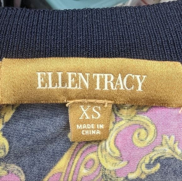 Ellen Tracy Baroque Jacquard Print Boat Neck Top Sz XS - Picture 11 of 13